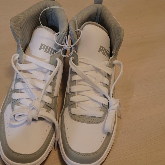 NWT Puma Rebound Joy Mid Sneakers White & Grey High Top Men's 9.5 - Picture 6 of 7